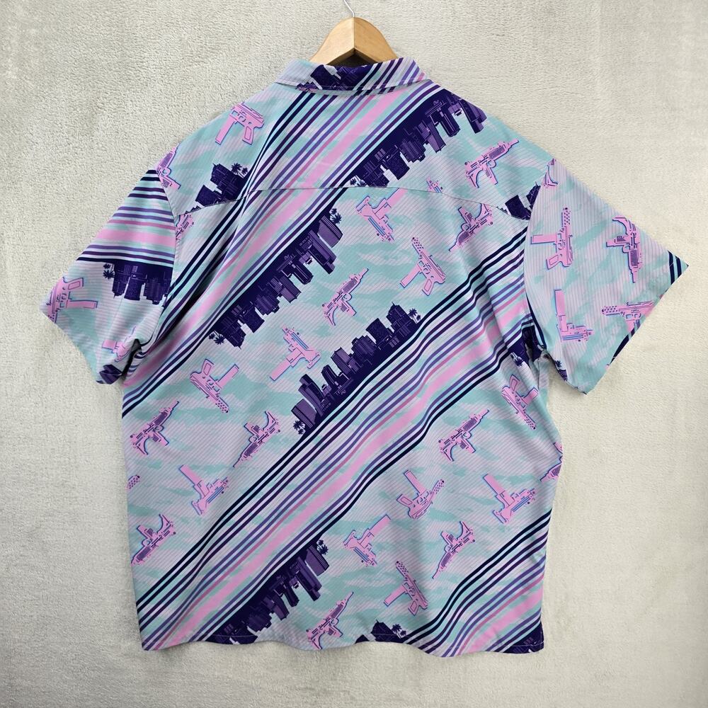 Retro Rifle Ocean Drive Mens Shirt 3XL Blue Hawaiian Aloha Button Up AOP - Picture 7 of 9